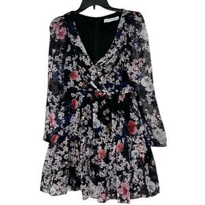 IEENA by Mac Duggal Black Floral Long Sleeve Dress Size 2 NWT Wedding